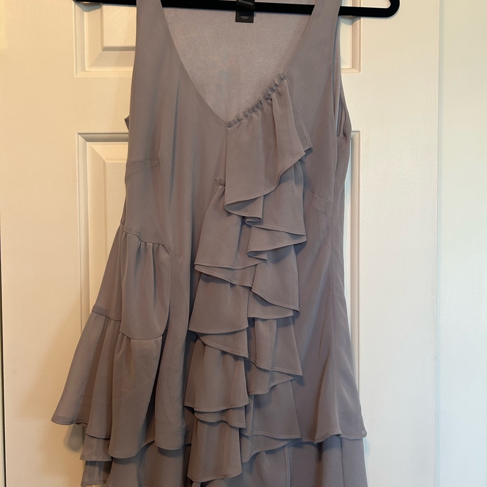 Bisou Bisou Gray Ruffle Top